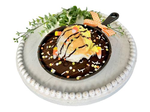 Decorative Faux Chocolate Skillet Cookie with Candy Corn Colored Ice Cream - 6
