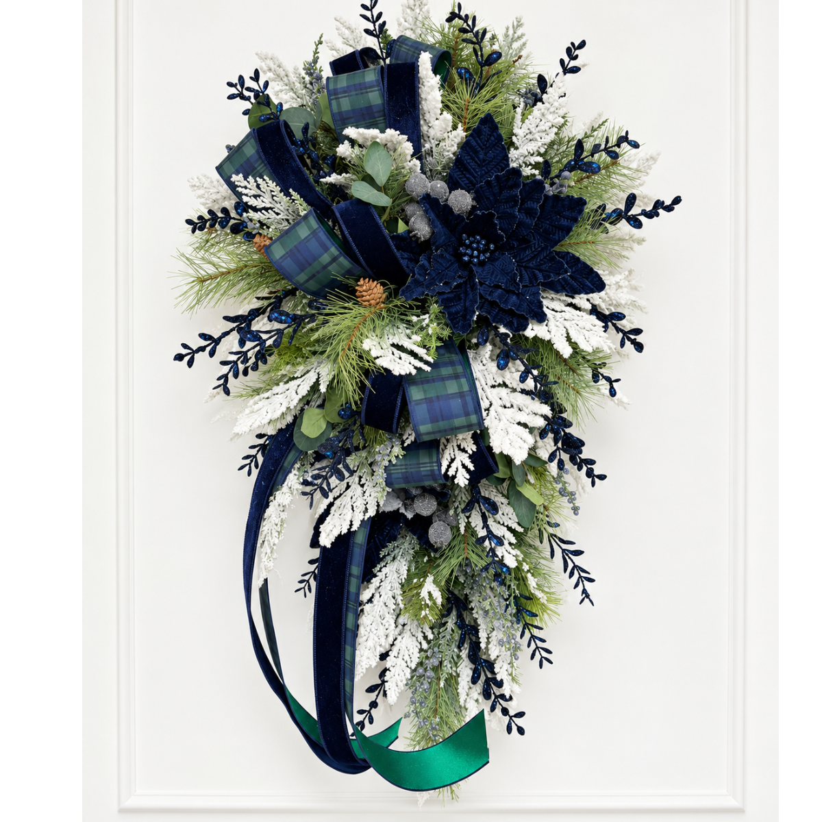 Navy Blue Green Deluxe Designer Christmas Door Swag - 42"-2190 TCT Crafts Designs & Decor