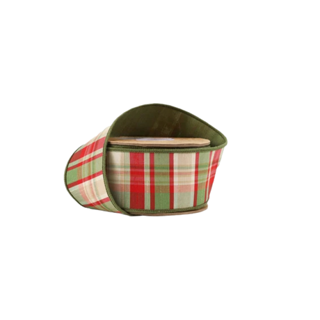 Red Green Plaid Wired Ribbon Dupioni Back 2.5"-5600W-036-63E LA Ribbons