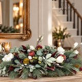 Designer Christmas Centerpiece | Magnolia Pomegranate Pine Arrangement | 34"Lx16"Hx18"W-2200 TCT Crafts Designs & Decor
