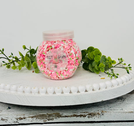 150g Pink Easter Bunny Paws Polymer Clay Sprinkle Mix - Perfect for Fake Bakes, Clay Art, Slime - Cute, Playful, and Festive TCTCrafts