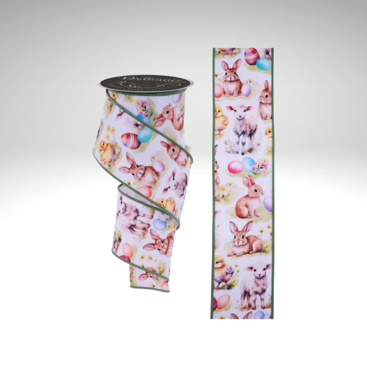 Easter Animals Wired Ribbon 2.5"x10yd Brilliance Brand-LS116601 Craig Bachman