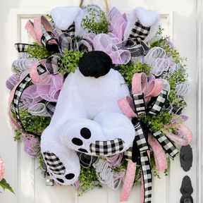 Pink Easter Bunny Butt Front Door Wreath TCT Crafts