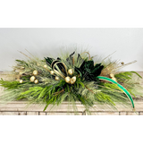 Elegant Emerald Green and Gold Holiday Centerpiece or Door Swag – Christmas Table Decoration, Mantelpiece, Mirror, or Front Door Display