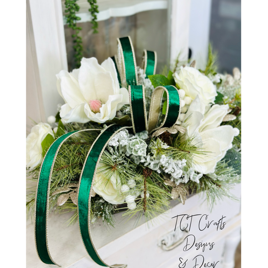 Emerald Green & White Christmas Centerpiece | Magnolia Holiday Arrangement TCT Crafts