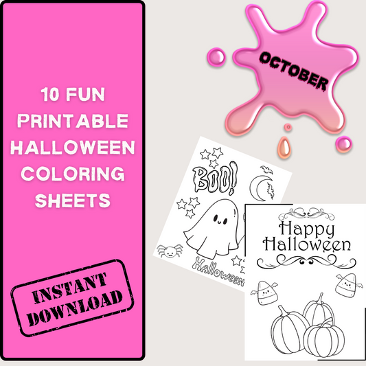10 Printable Halloween Coloring Pages for Kids | Instant Download | Fun Halloween Activity for Parties, Classrooms, Daycares | Letter Sized TCTCrafts