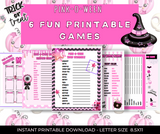 Pink-O-Ween Halloween Themed Pink Digital Downloadable Party Games- PRINTABLE Halloween Party Games-October Pink Themed Party Games TCTCrafts