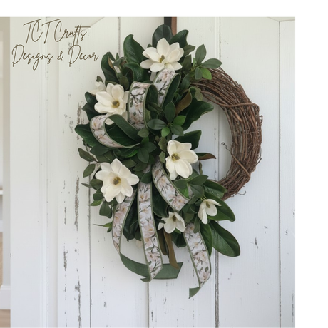 Everyday Magnolia Grapevine Wreath 28 Inch Door Decor TCT Crafts