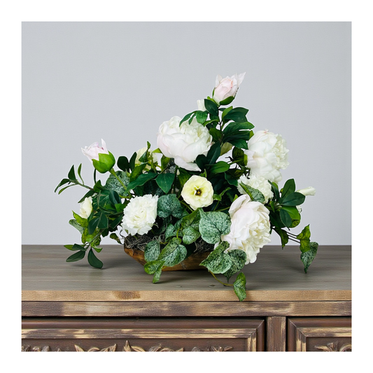 Everyday Peony Dough Bowl Arrangement with Real Touch Florals