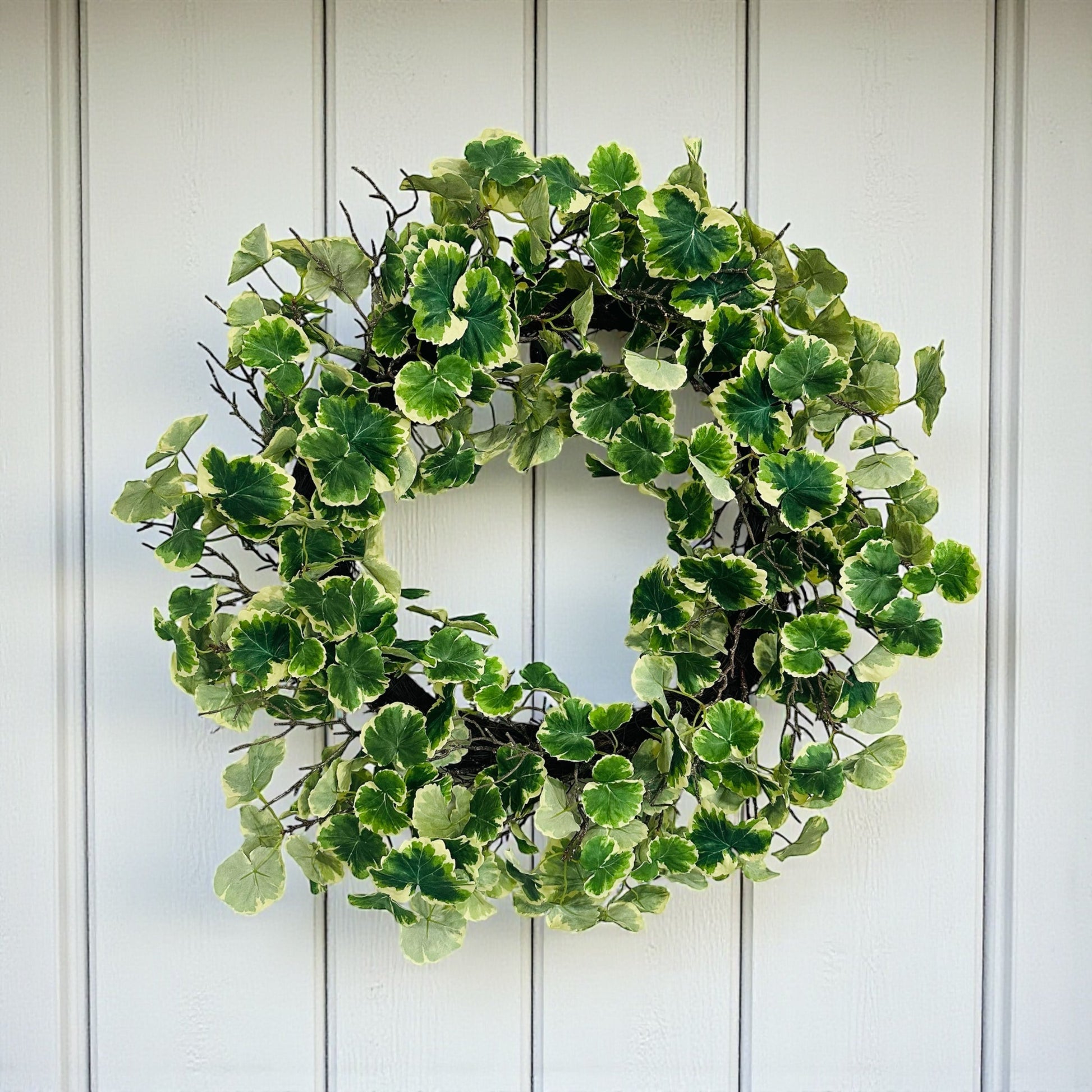 30" Artificial Geranium Aralia Wreath | Lifelike Greenery for Door & Wall Decor Allstate Floral
