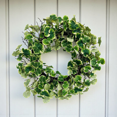 30" Artificial Geranium Aralia Wreath | Lifelike Greenery for Door & Wall Decor Allstate Floral