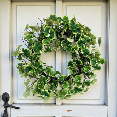 30" Artificial Geranium Aralia Wreath | Lifelike Greenery for Door & Wall Decor Allstate Floral