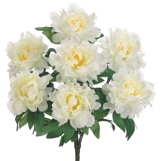 Cream Artificial Peony Bush with Seven Stems