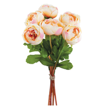 12" Pink and Cream Ranunculus Bundle – 6 Faux Stems for Bouquets & Decor-FBR963 Allstate Floral