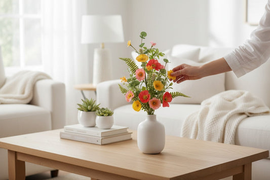 Artificial Wildflower Poppy Spray Orange Yellow Salmon Floral Stem 26 Inch-FH8228E8 Craig Bachman