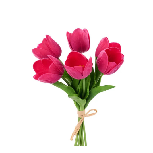 Dark Pink Artificial Tulip Bundle – Real Touch 6-Stem Spring Flowers-FN172432 Craig Bachman