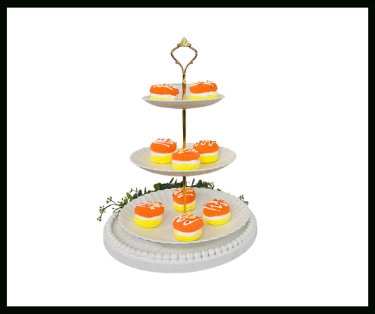 Candy Corn Macaroon Set - Adorable Faux Treats for Tiered Tray Decor, Clay Art, and Food Photography Props