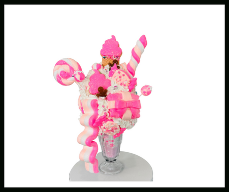 Pink Candyland Faux Extreme Milkshake – Handcrafted Tiered Tray Decor – Perfect for Holiday Decorations, Parties & Photo Props TCT Crafts