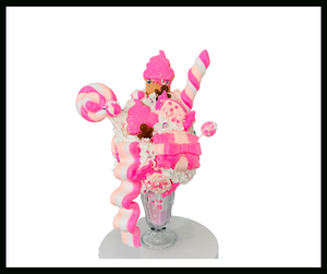Pink Candyland Faux Extreme Milkshake – Handcrafted Tiered Tray Decor – Perfect for Holiday Decorations, Parties & Photo Props