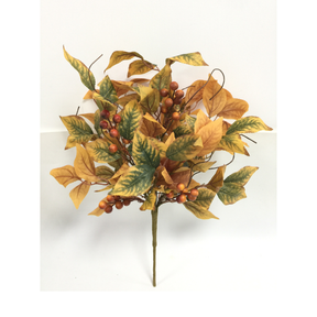 Artificial Fall Birch Leaf and Berry Spray — 21 Inch Fall Wreath Supply and Autumn Leaf Bush-65387 Golden Bell