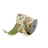 2.5” x 10yd Farrisilk Fall Floral Wired Ribbon – Autumn Wreath & Craft Ribbon Roll-RS091-32