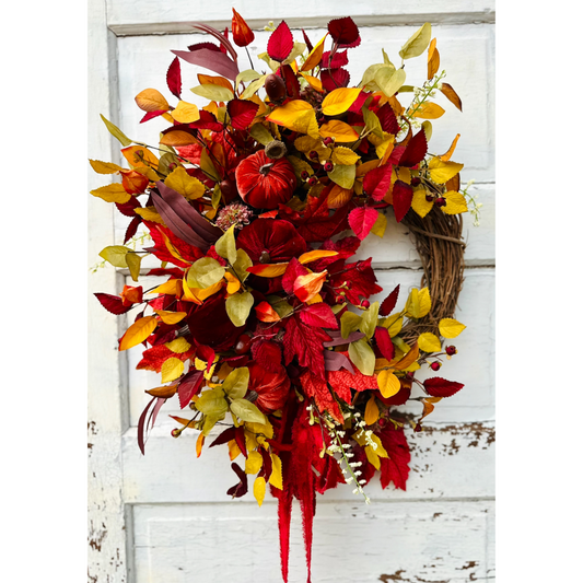 Velvet Pumpkin Fall Wreath for Front Door – 23" Autumn Decor TCT Crafts