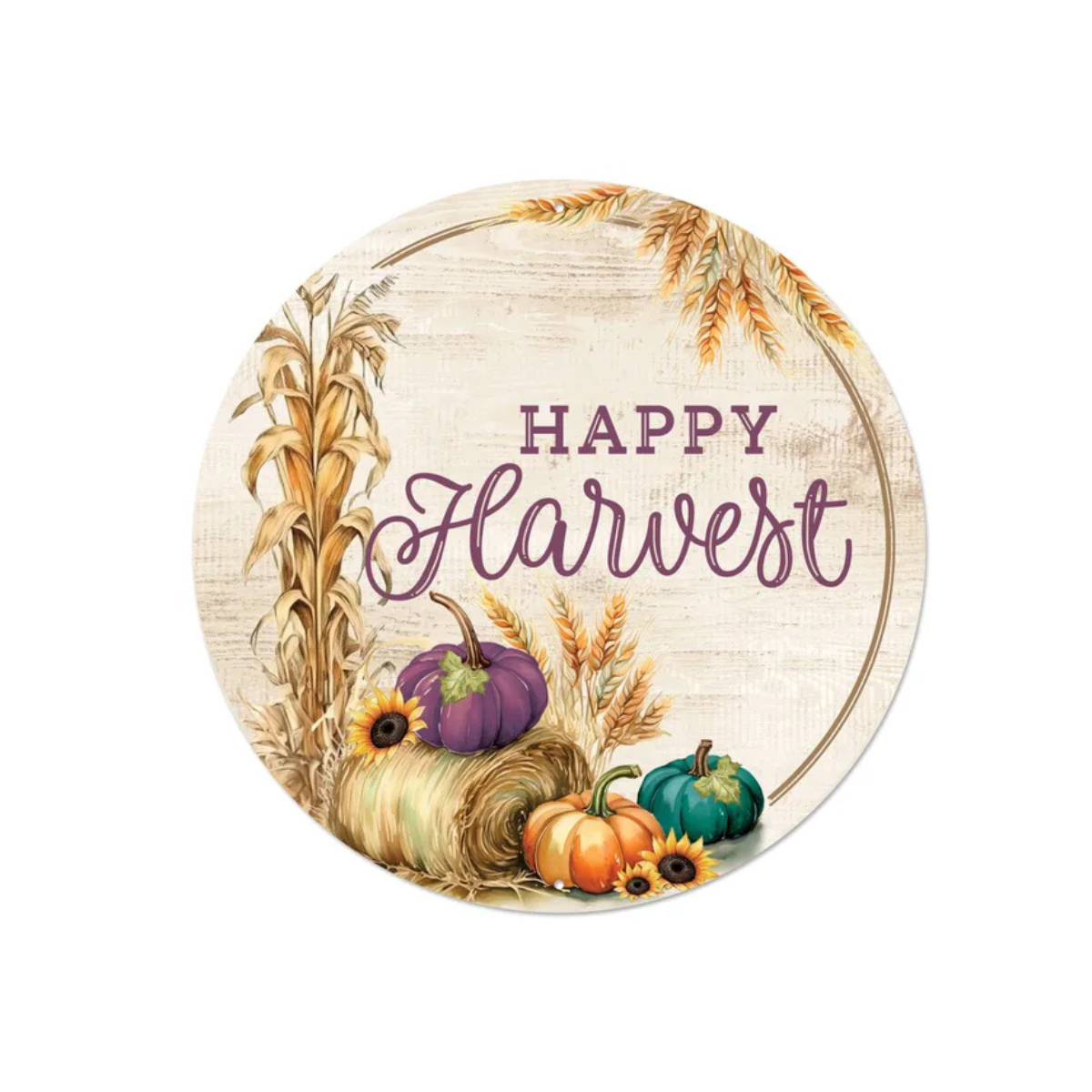 Happy Harvest Metal Fall Sign 12 Inch Wreath Accent-MD161793 Craig Bachman