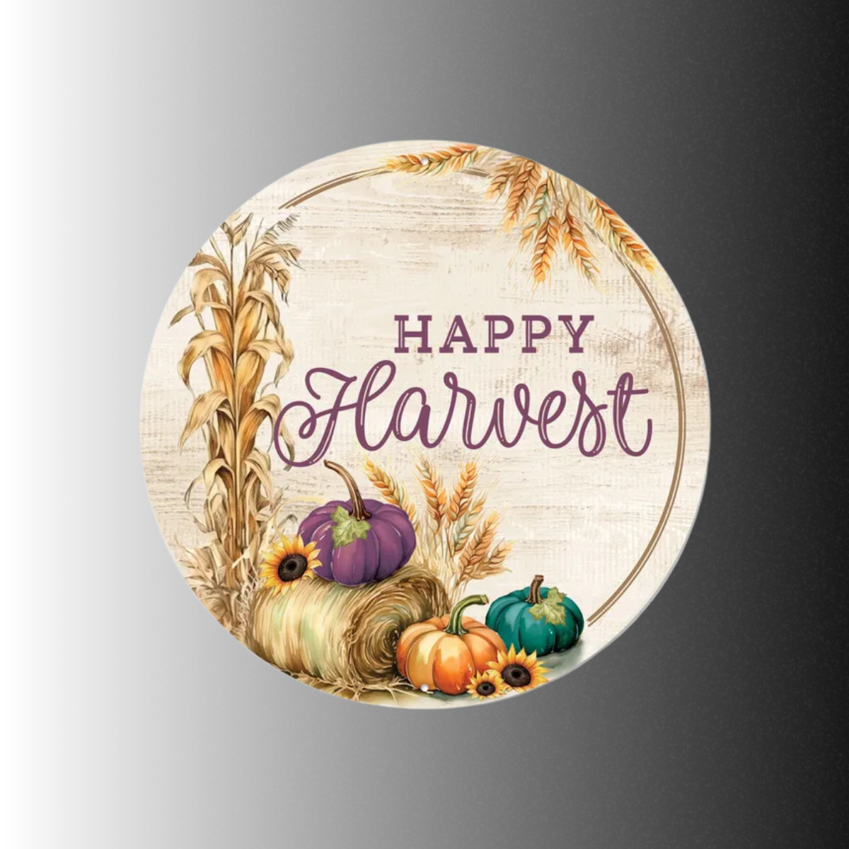 Happy Harvest Metal Fall Sign 12 Inch Wreath Accent-MD161793 Craig Bachman