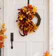 Fall Elm Leaf Wreath | Burgundy Bow Cosmos Rosehip Wreath | 27"x21" TCT Crafts