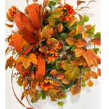 Fall Sunflower Wreath | Orange Maple Leaf Grapevine Wreath | 30"x25" TCT Crafts