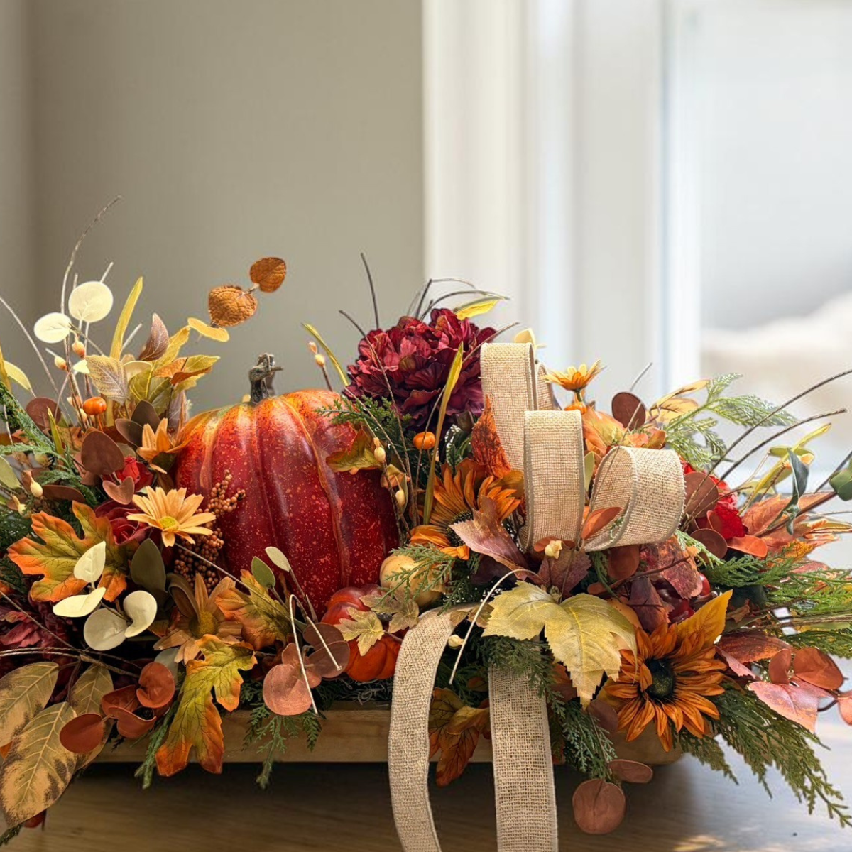 Fall Pumpkin Centerpiece 34 Inch Table Arrangement TCTCrafts