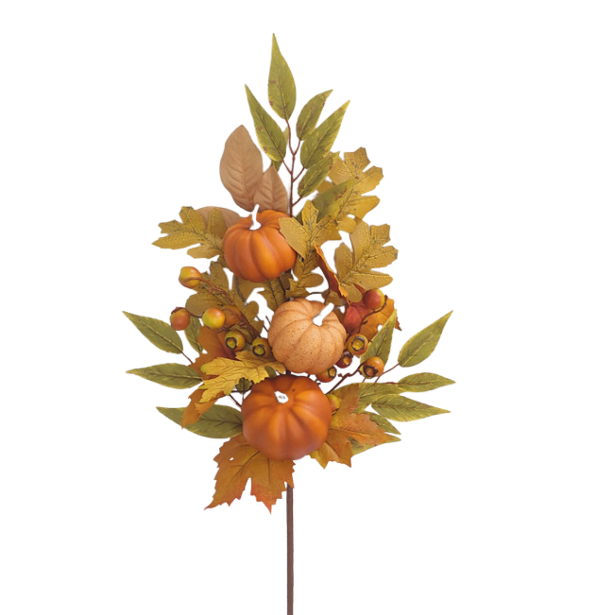 30" Orange & Cream Pumpkin Berry Leaf Spray-85302 Golden Bell