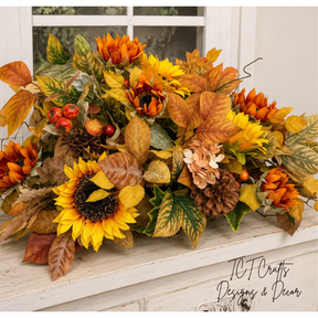 Fall Sunflower Centerpiece in Wooden Dough Bowl TCT Crafts