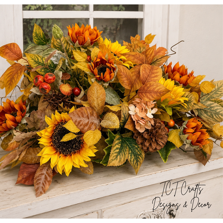 Fall Sunflower Centerpiece in Wooden Dough Bowl TCT Crafts