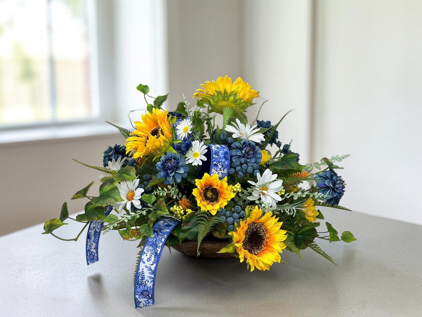 Sunflower Chinoiserie Floral Arrangement 22 Inch Decor TCT Crafts