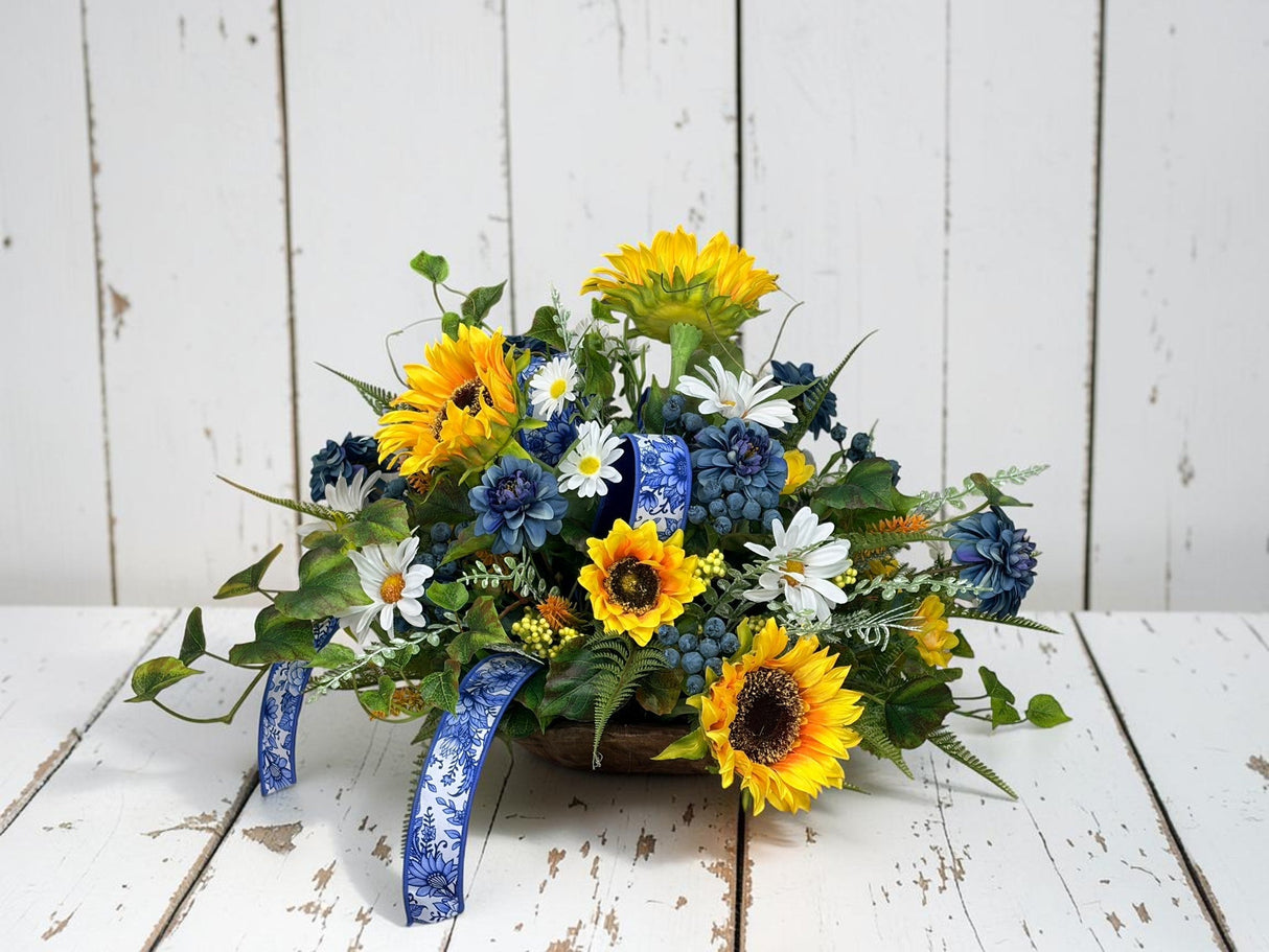 Sunflower Chinoiserie Floral Arrangement 22 Inch Decor TCT Crafts
