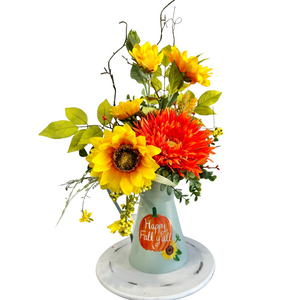 24" Fall Sunflower Arrangement - Artificial Yellow & Orange Sunflowers - Table Centerpiece - Autumn Home Decor-TCT1669