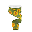 Sunflower Burlap Wired Ribbon | Green Yellow Floral Fall Ribbon | 1.5" x 10yd Craig Bachman