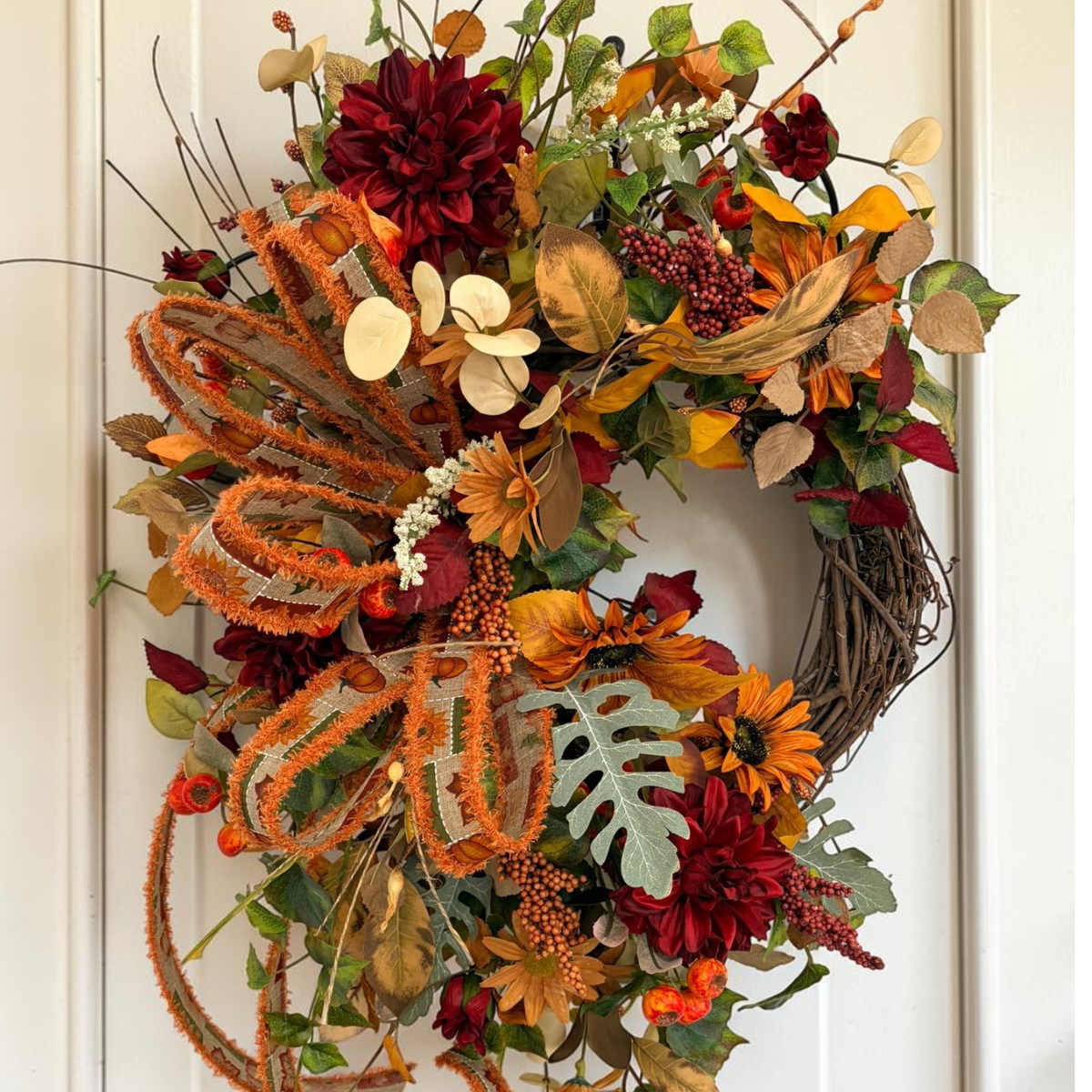 Fall Sunflower Grapevine Wreath 30 Inch Door Decor TCT Crafts