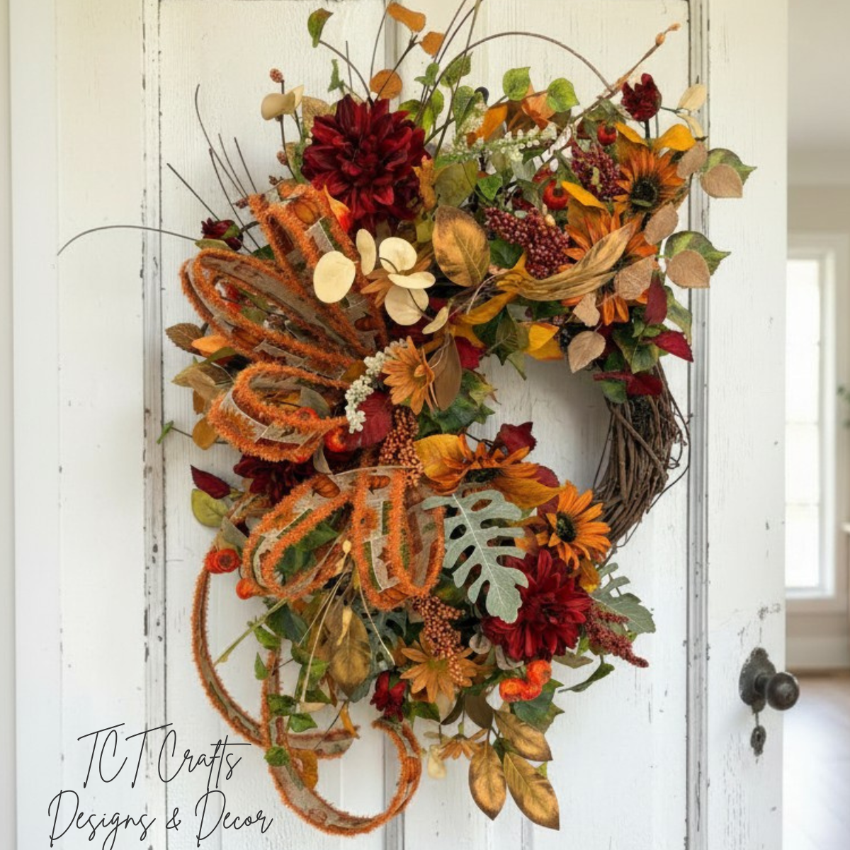 Fall Sunflower Grapevine Wreath 30 Inch Door Decor TCT Crafts