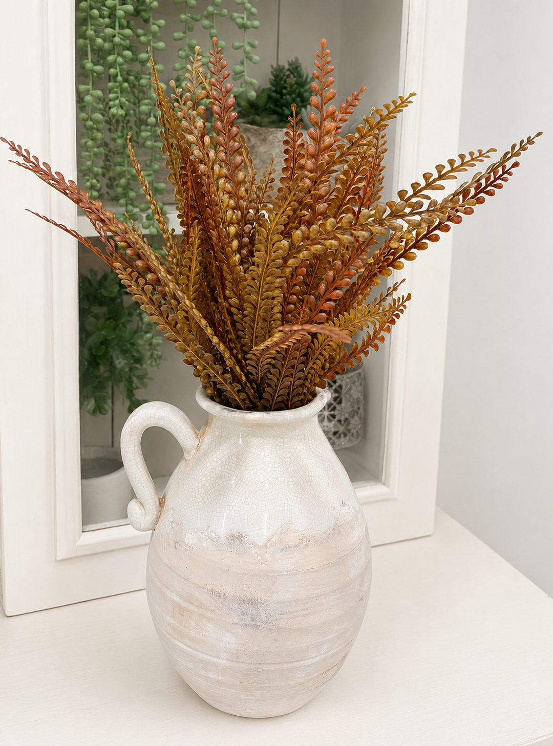 Brown Button Fern Bush | Fall Rust Foliage Filler | 19" Bush-85804-BRN Golden Bell