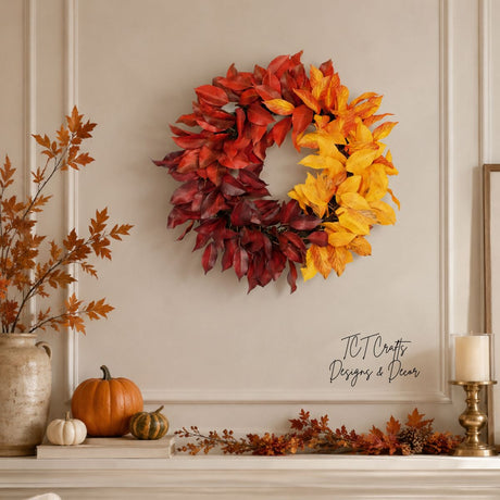 23" Fall Mixed Leaf Wreath – Autumn Door & Thanksgiving Decor-FL7196 Select Artificials