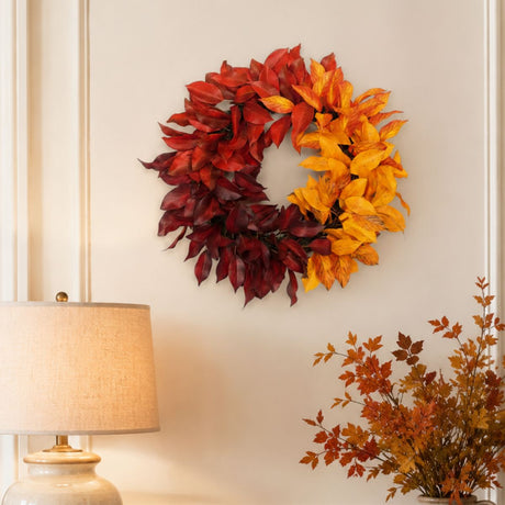23" Fall Mixed Leaf Wreath – Autumn Door & Thanksgiving Decor-FL7196 Select Artificials