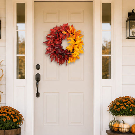23" Fall Mixed Leaf Wreath – Autumn Door & Thanksgiving Decor-FL7196 Select Artificials