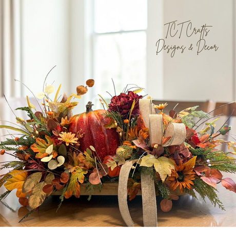 Fall Pumpkin Centerpiece 34 Inch Table Arrangement TCTCrafts