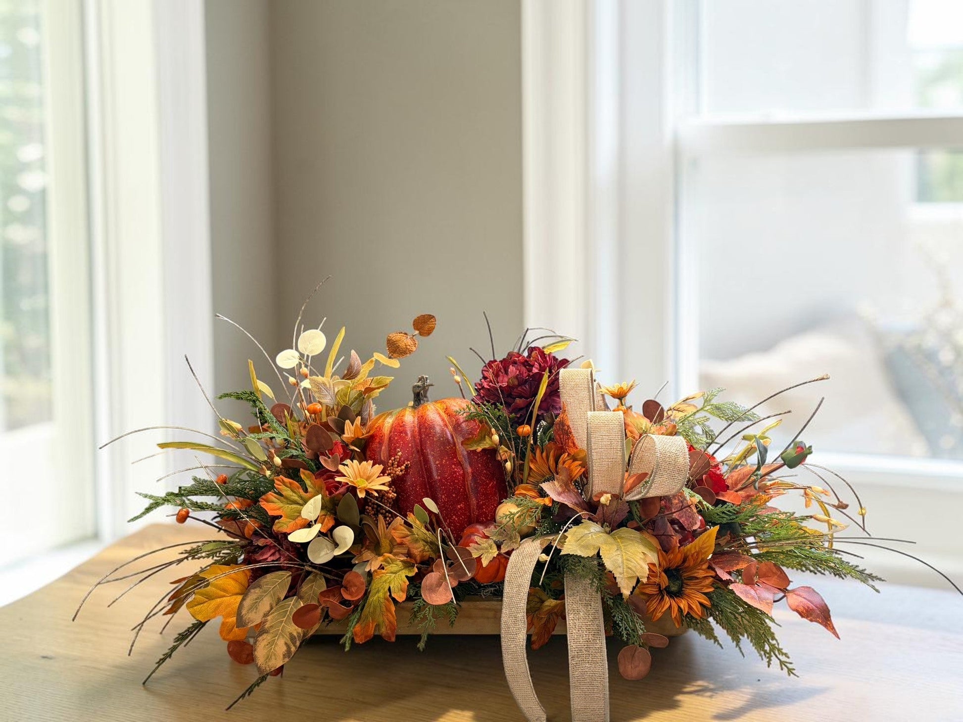 Fall Pumpkin Centerpiece 34 Inch Table Arrangement TCTCrafts