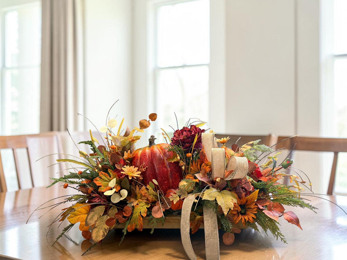Fall Pumpkin Centerpiece 34 Inch Table Arrangement TCTCrafts