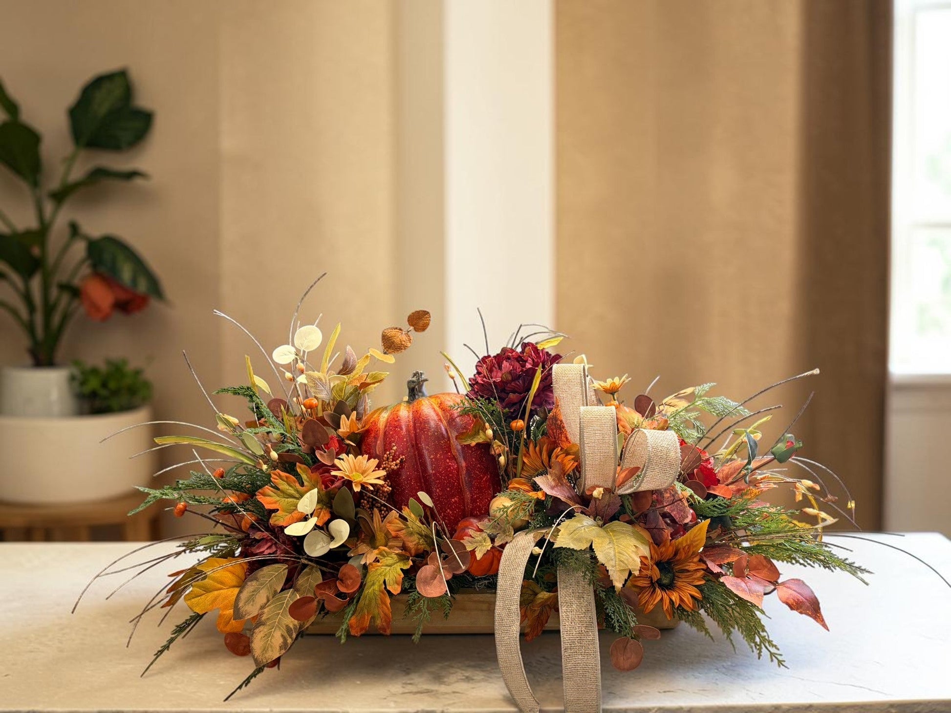 Fall Pumpkin Centerpiece 34 Inch Table Arrangement TCTCrafts