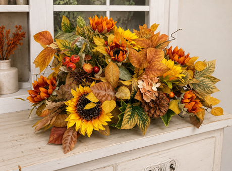 Fall Sunflower Centerpiece in Wooden Dough Bowl TCT Crafts