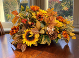 Fall Sunflower Centerpiece in Wooden Dough Bowl TCT Crafts